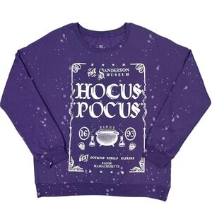 Disney Hocus Pocus Sweatshirt Women L Purple Sanderson Museum Splatter Witchy